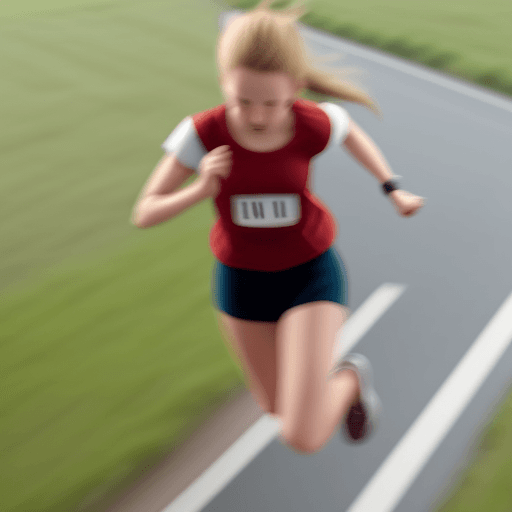AI generated: realistic blurry photo of a girl who was filmed from above while she was running

