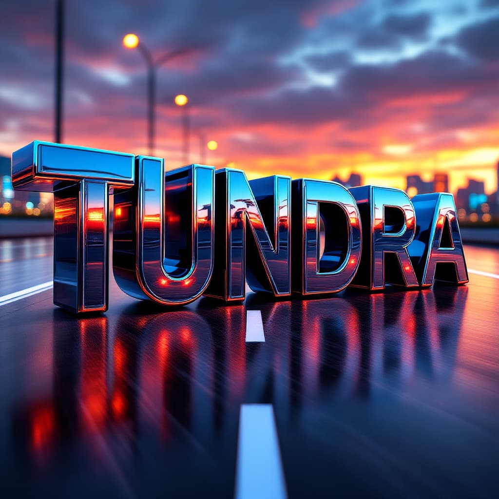 AI generated: The word "TUNDRA" is designed in a bold, dynamic font that reflects the speed, power, and sleekness ...