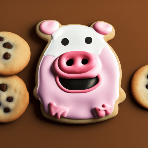 AI generated: crazy pig with cookies 