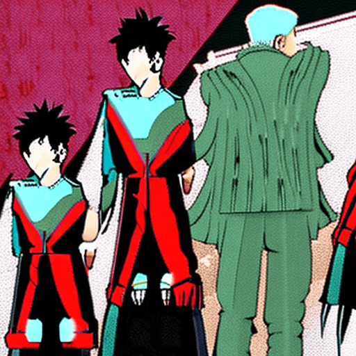 AI generated: a mentor is accompanying a group of young men standing next to each other, inspired by Yukihiko Yasu...