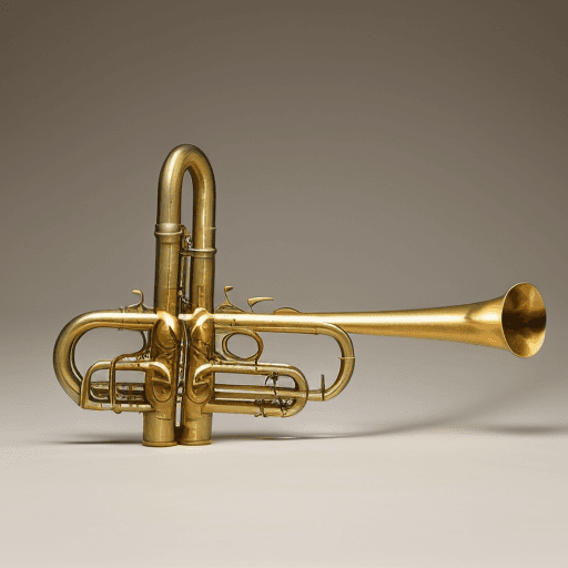 AI generated: an image of two guns that cross in the middle and have a trumpet-shaped brass mouthpiece