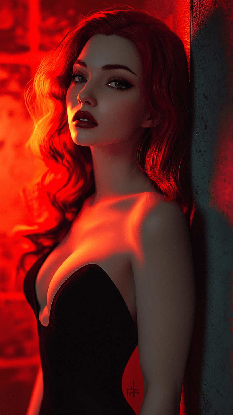 AI generated: Jessica Rabbit beautiful charismatic girl, athletic body, gorgeous figure, interesting shapes, full ...