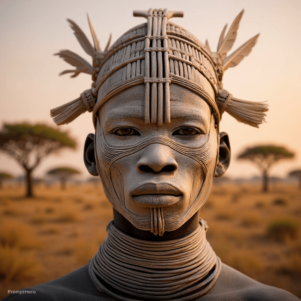 AI generated: replace the background with an African landscape with a soft focus