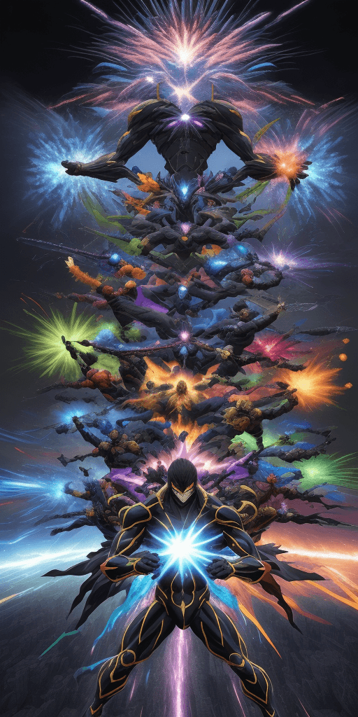 AI generated: (best quality,16k,4d,rfktrstyle:1.2),anime art at its best,explosive action,super beings,never seen ...