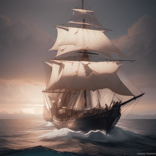 AI generated: Photo of a ultra realistic sailing ship, dramatic light, pale sunrise, cinematic lighting, battered,...