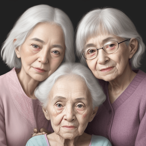 AI generated: A face, half young girls and half elderly people in their eighties --ar 4:5 --s 850 --niji 6