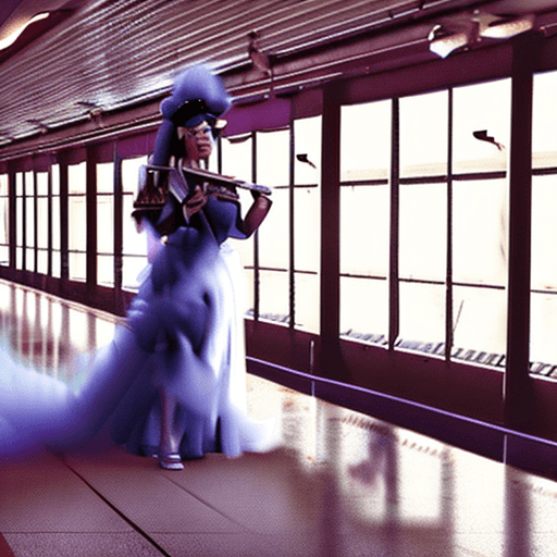 AI generated: A princess made of smoke in a train station