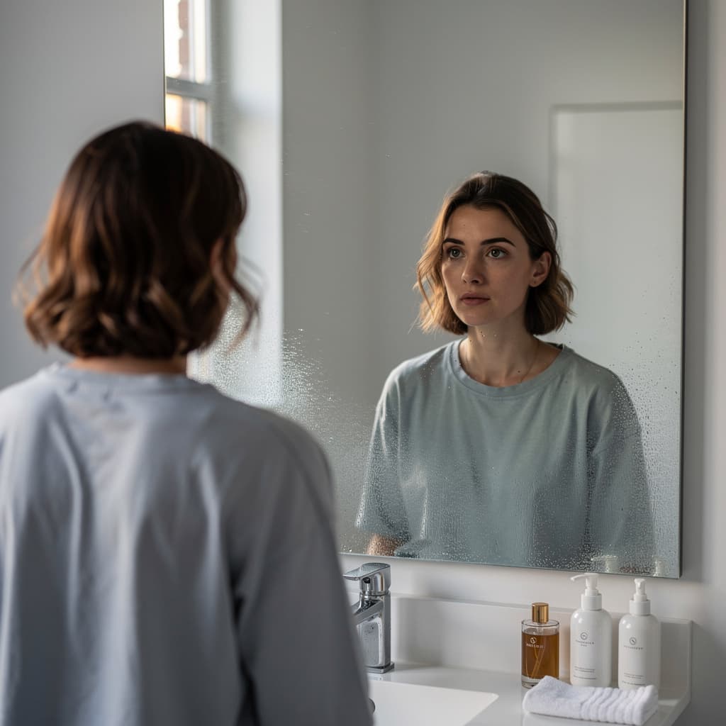 FLUX prompt: in front of the mirror