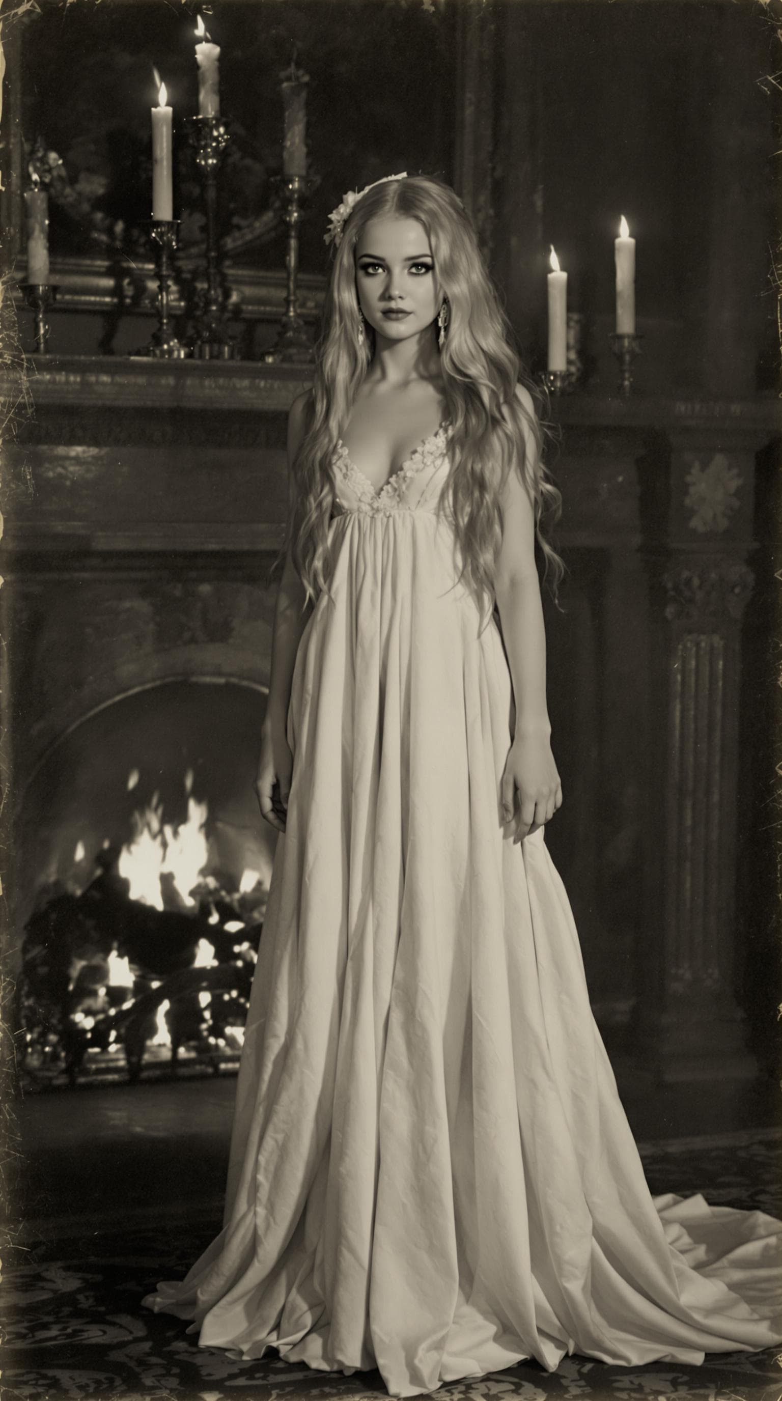 AI generated: a professional vintage black and white photo (paper has aged over time of a exceptionally of the mos...