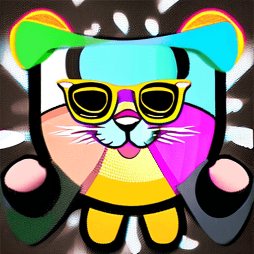 AI generated: Cat wearing sunglasses cartoon style, in bright vibrant colors