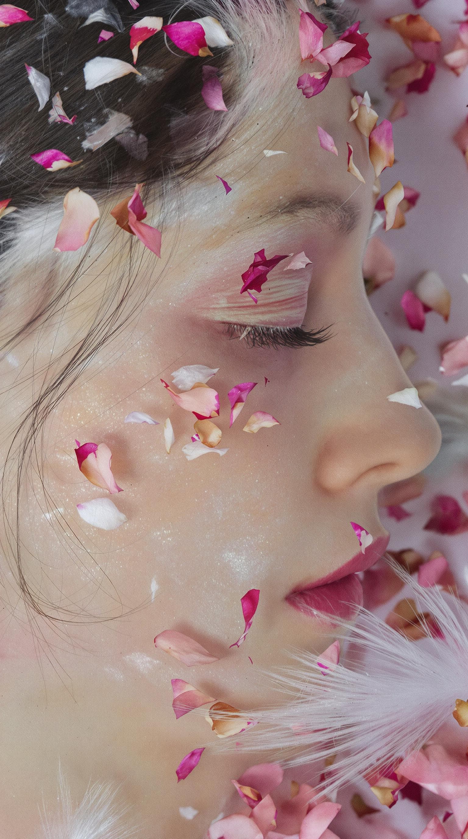 AI generated: A single girl depicted as undergoing a subtle metamorphosis. Perhaps elements of her skin are transi...