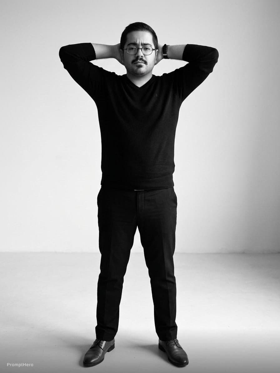 AI generated: create a full-body portrait prompt inspired by the uploaded image, you would describe a male model i...
