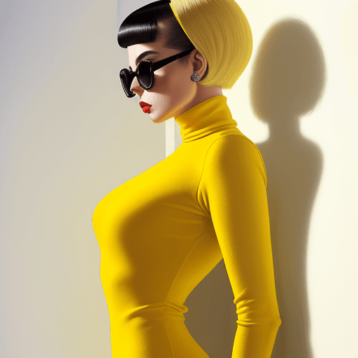 AI generated: front profile full body Photography, in front of black wall, a hip hop 80's British model woman with...