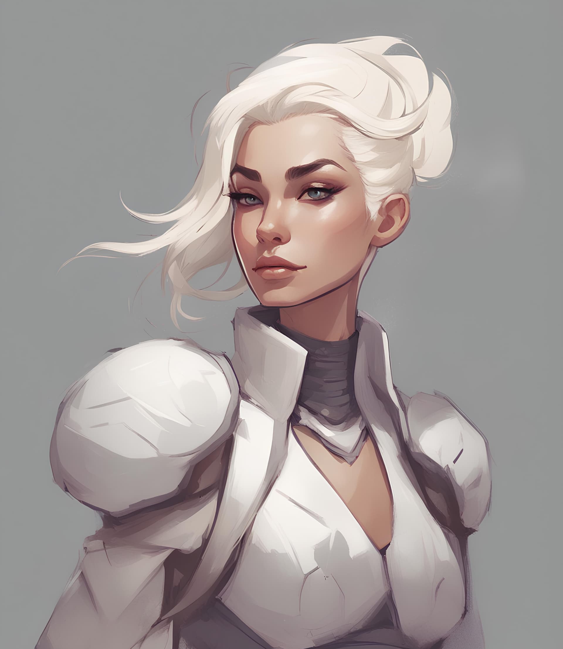 AI generated: a drawing of a woman with blonde hair, a digital painting, inspired by loish, tumblr, with shoulder ...