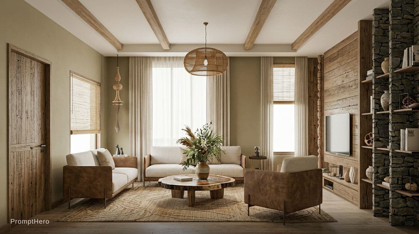 AI generated: design interior decoration. natural style. 