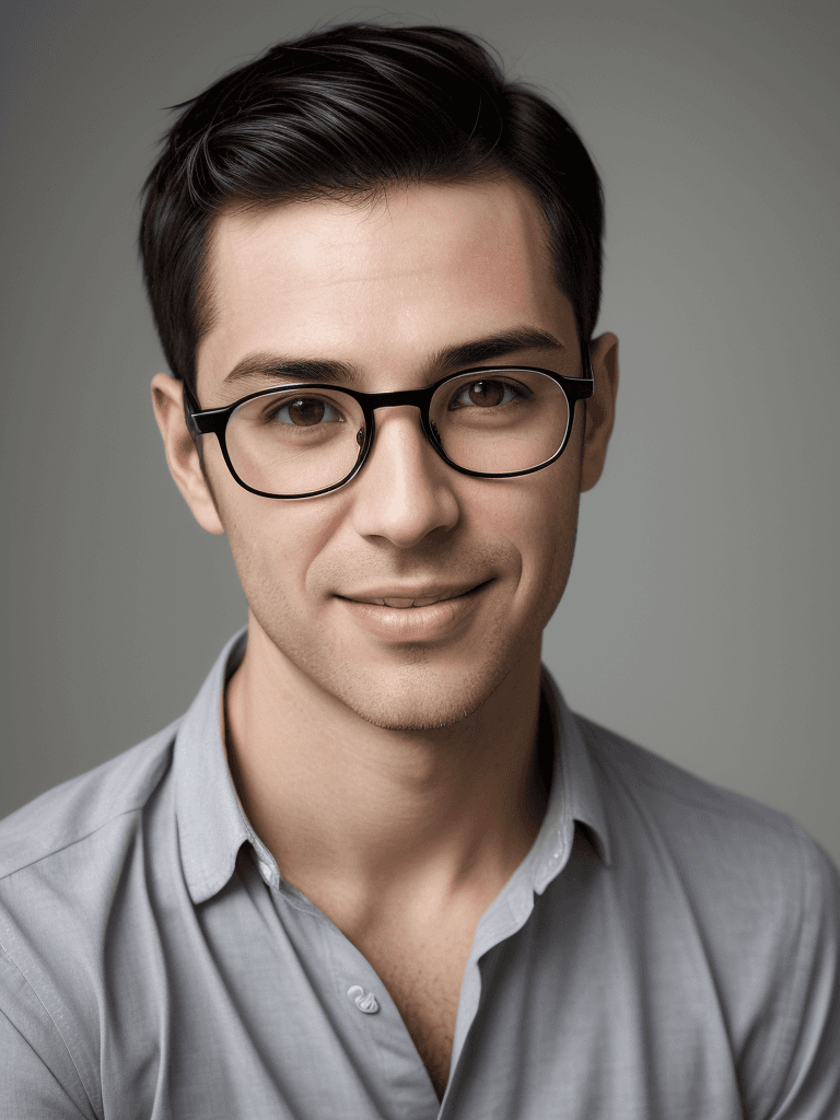 AI generated: high-resolution, only one young-looking adult male portrait, being in his thirties, dark groomed sho...