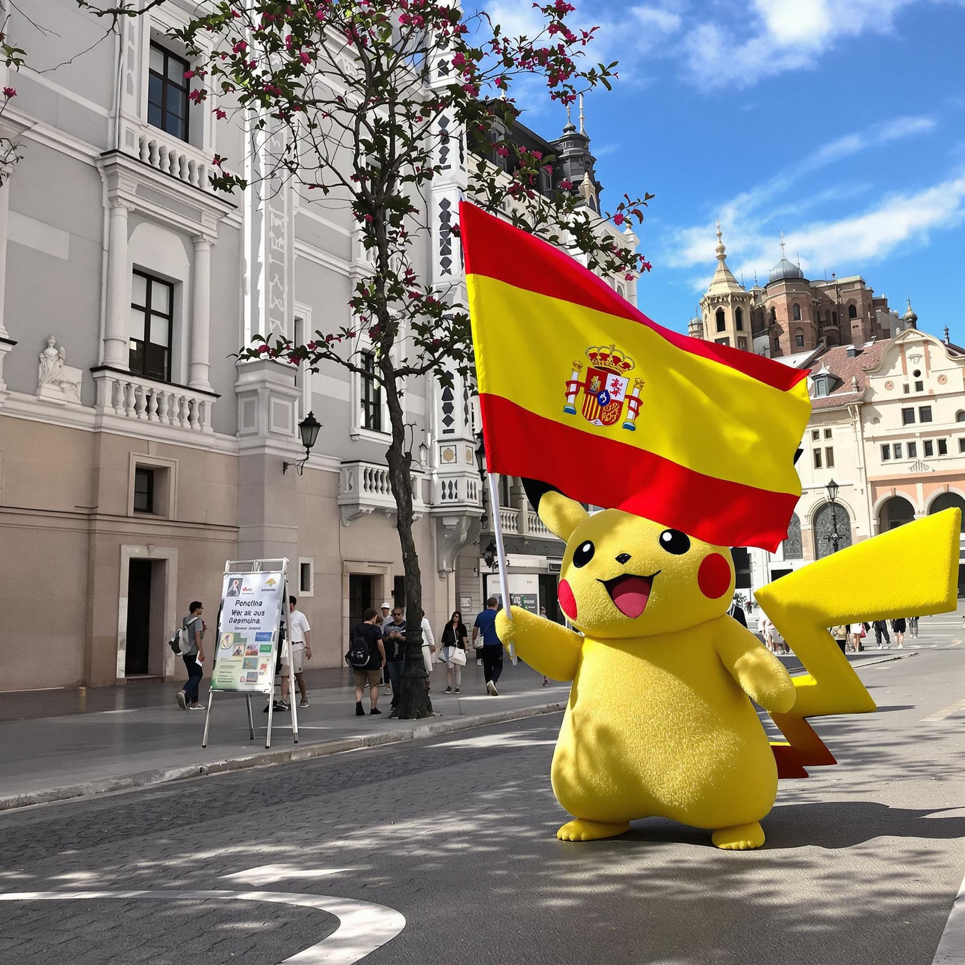 AI generated: Pikachu waving the spanish flag
