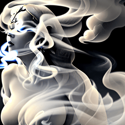AI generated: The image features a smoke-like representation of a beautiful goddess, which appears to be a white a...