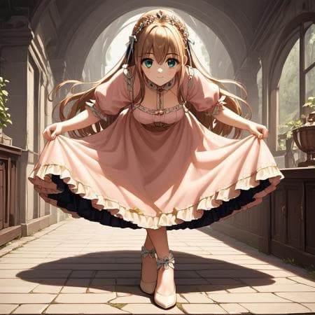 Elegant curtsey bow pose