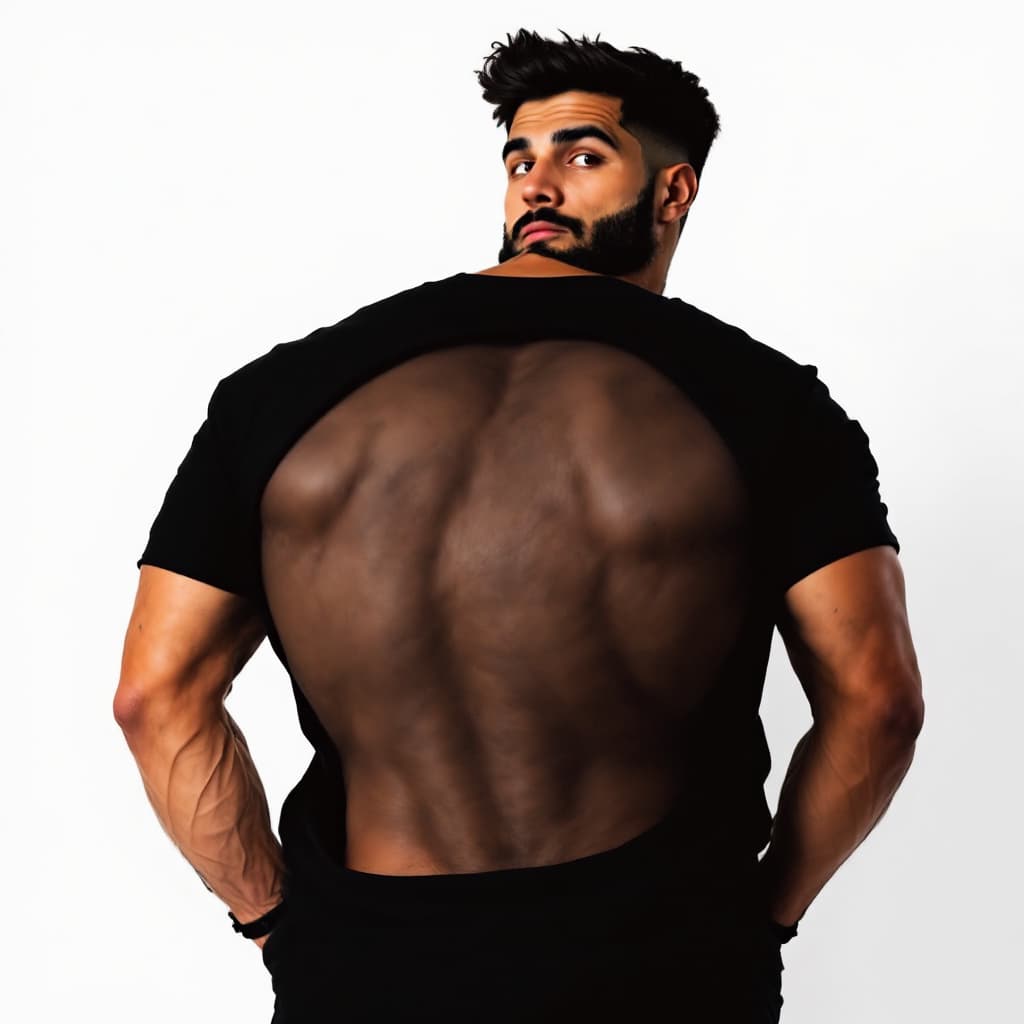 AI generated: create a picture of 2 latin men. Both are dressed with black t-shirts and one of them is showing the...