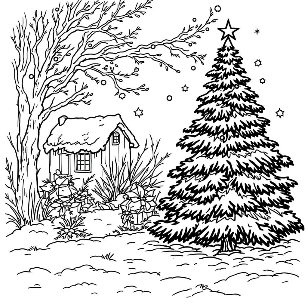AI generated: Christmas, coloring page , white and black