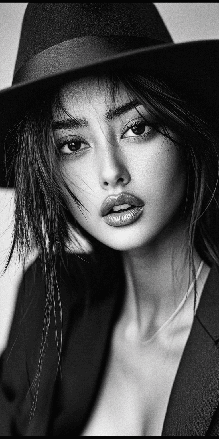 AI generated: realistic retro photo of a model, close-up, shot on a FlicFilm Elektra 100 --no freckles --chaos 33 ...
