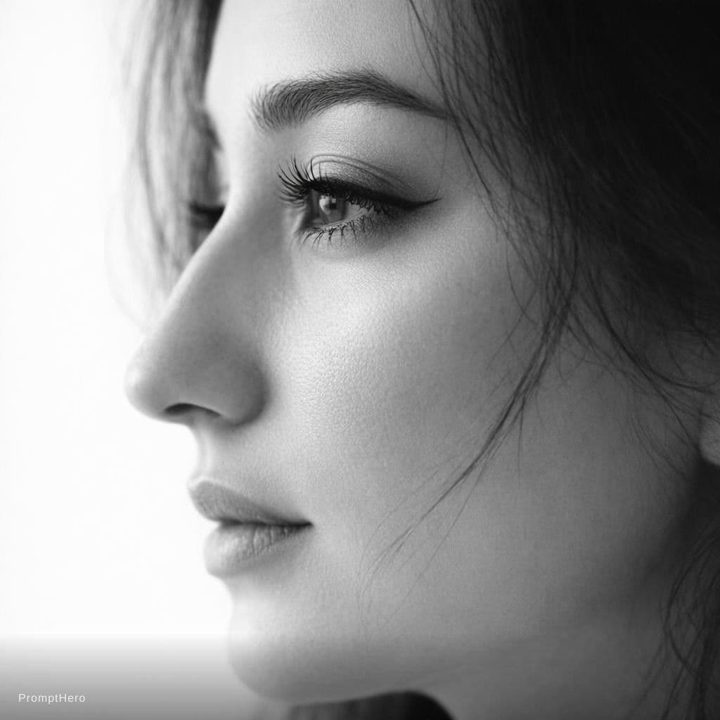 AI generated: {
  "1_subject_and_concept": {
    "subject": "Young adult female model",
    "action": "Static clos...
