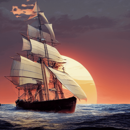 AI generated: photo of a ultra realistic sailing ship, dramatic light, pale sunrise, cinematic lighting, battered,...