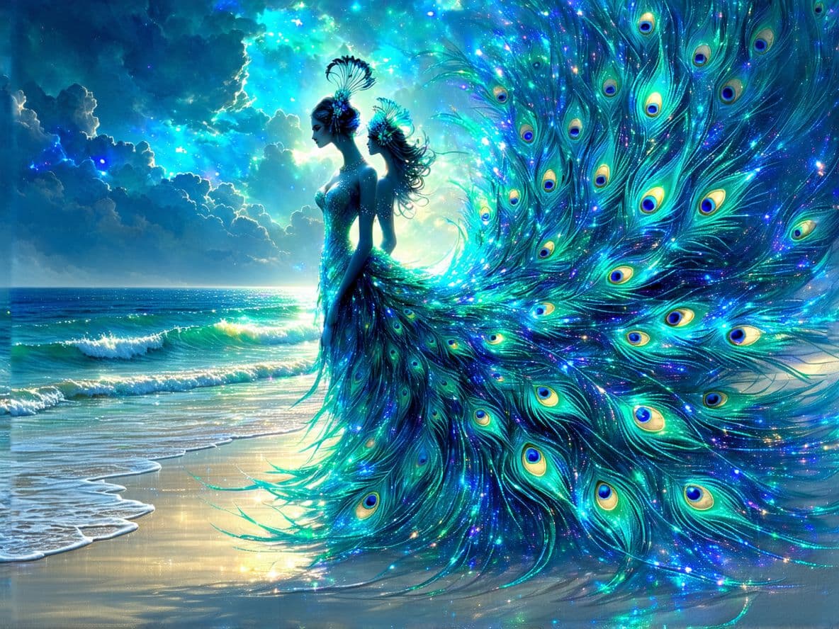 AI generated: "Under a vast, endless blue sky, where the golden sun bathes the world in warmth, a celestial goddes...