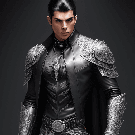 AI generated: male super hero named The Whip, Hispanic, black hair, no symbol, using two whips ((intricate silver ...
