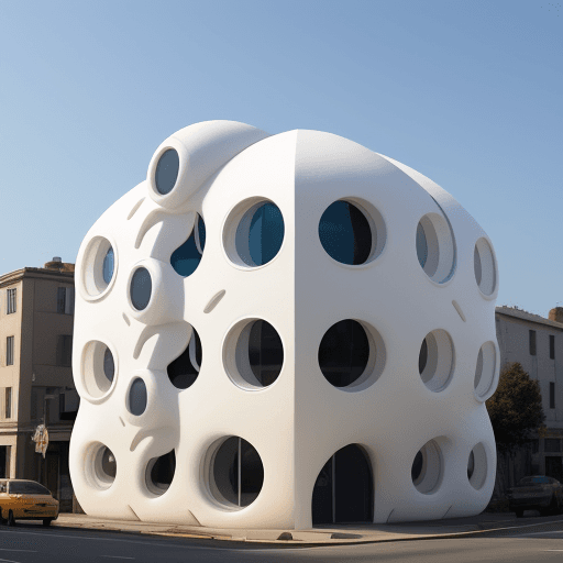 AI generated: a building in the shape of a white caterpillar