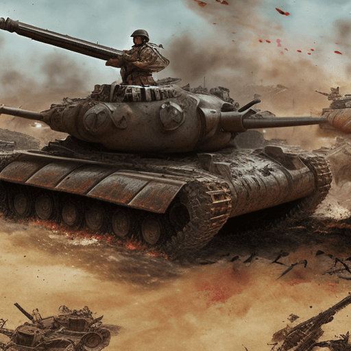 AI generated: "Enter the heart of battle with our AI-generated portrayal of a war-torn landscape littered with des...
