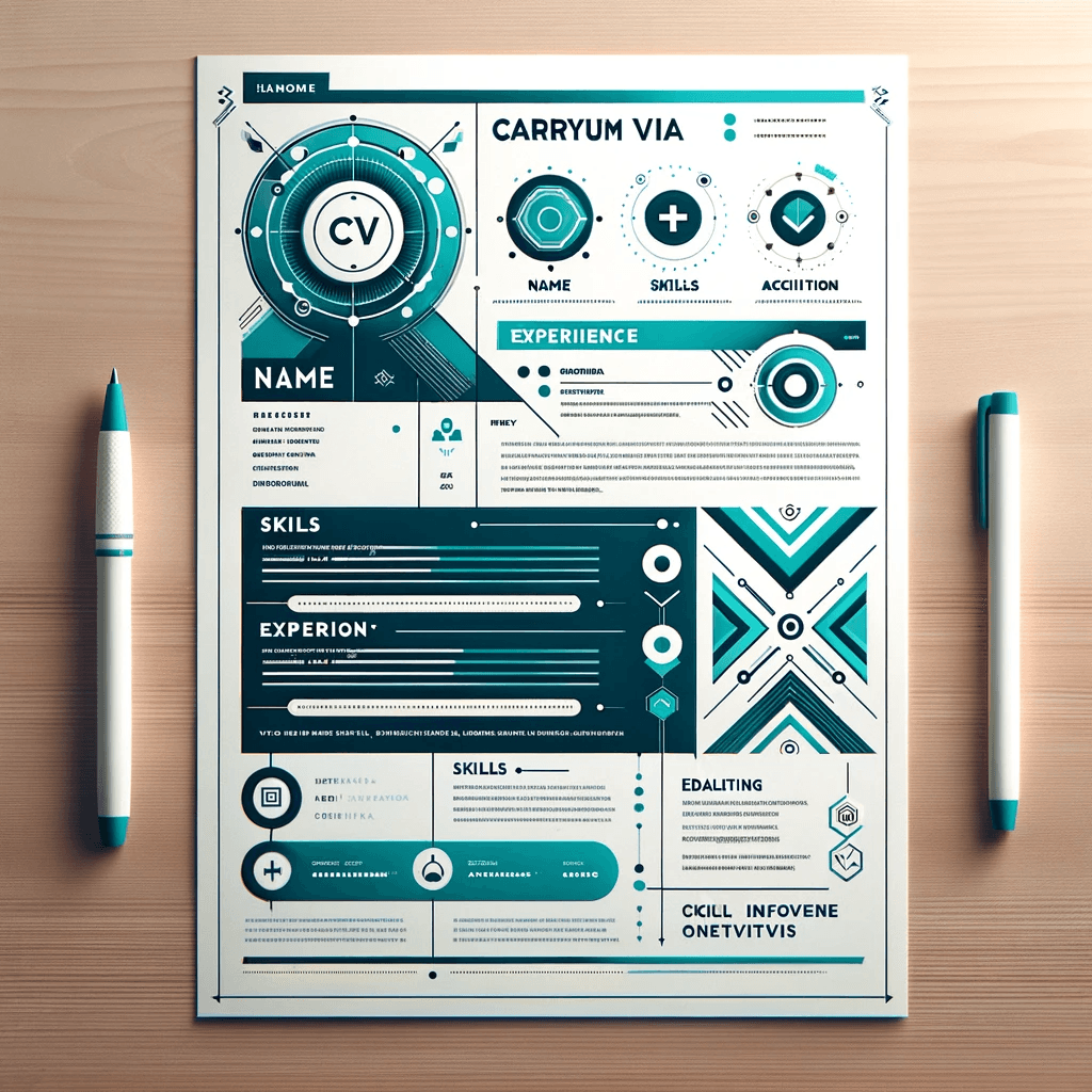 AI generated: Craft a mockup-scenery for a technical, modern premium and professional Curriculum Vitae (CV). Mixed...