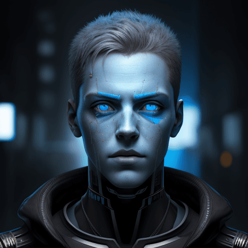 AI generated: hyperrealistic art Change background cyberpunk a tall boy, eyes blue like the sky itself

, realisti...