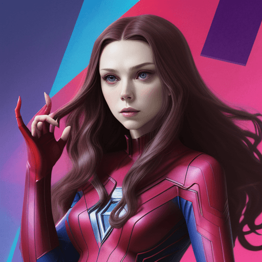 AI generated: Wanda Maximoff (aka Scarlet Witch), by Marvel Entertainment Art, digital blueprints sketch with mult...