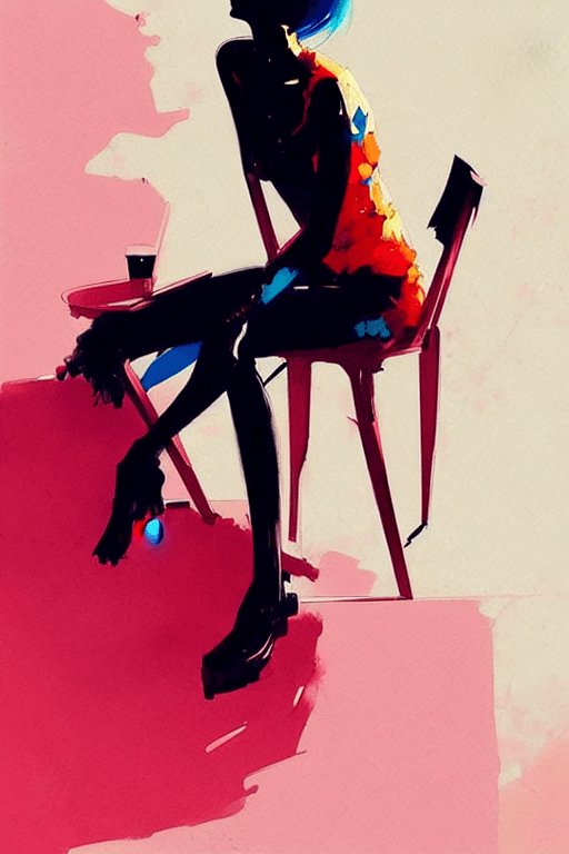 AI generated: a ultradetailed beautiful panting of a stylish woman sitting on a chair, by conrad roset, greg rutko...