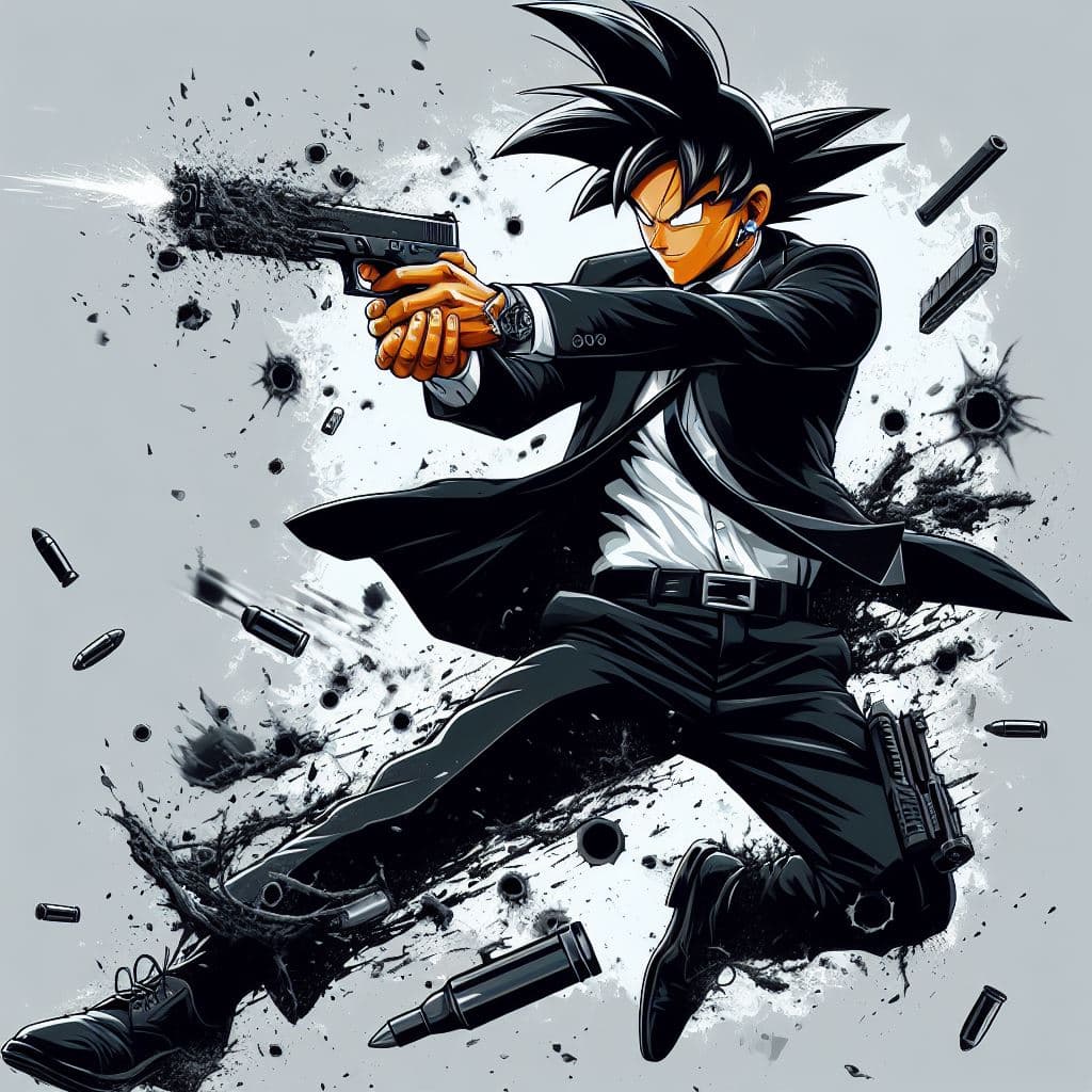 AI generated: Goku as John Wick