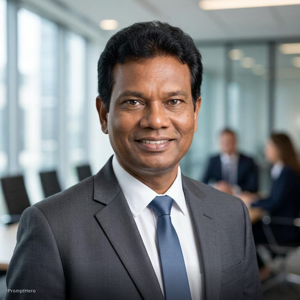 AI generated: Professional LinkedIn photo, man in a dark suit, neutral background, photorealistic, 8k --cref https...