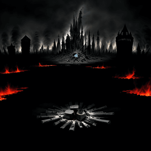 AI generated: a distopic and terrorific land made of  ashes, ashes, aches and more ashes.