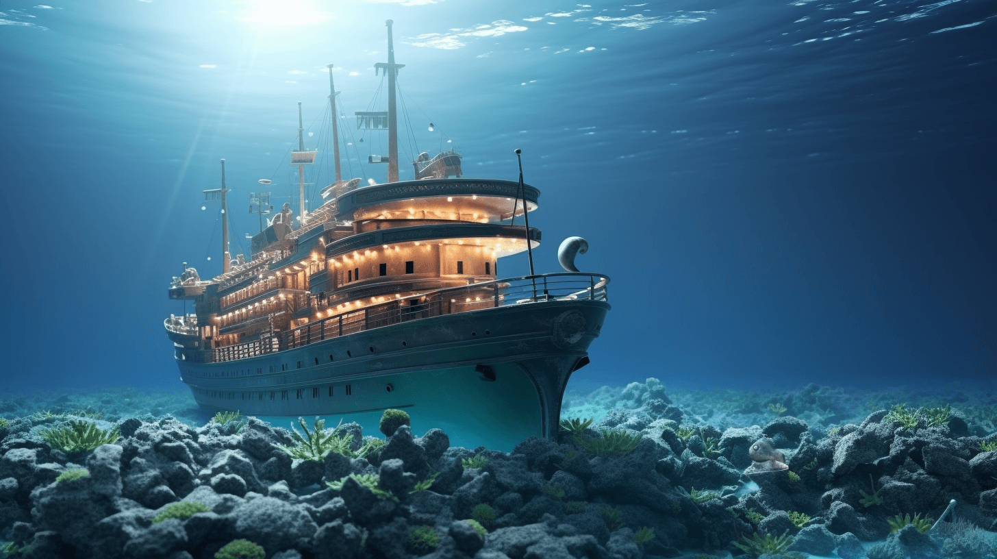 AI generated: a ship in the sea, ship broke, big hole in the ship and ship sank in the sea, ultra-realistic, ultra...