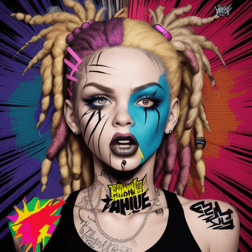 AI generated: explosive pop art poster. Inspired by the punk movement, this artwork is a bold celebration of indiv...