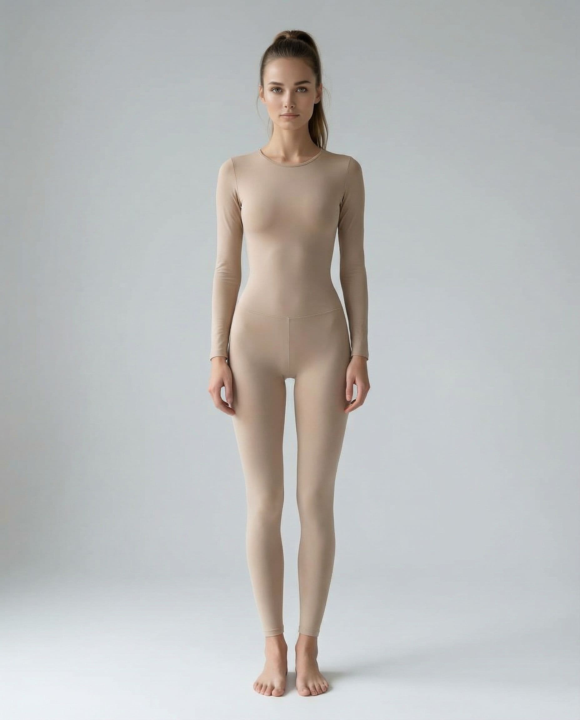 AI generated: Ultra-realistic 8K full-body photo of an 28-year-old Swedish model with an extremely tight, elongate...