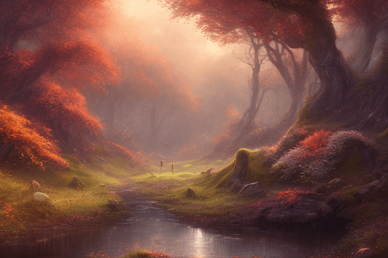 AI generated:  lush landscape, amazing cinematic concept painting, trees, intricate, tone mapped, highly detailed,...