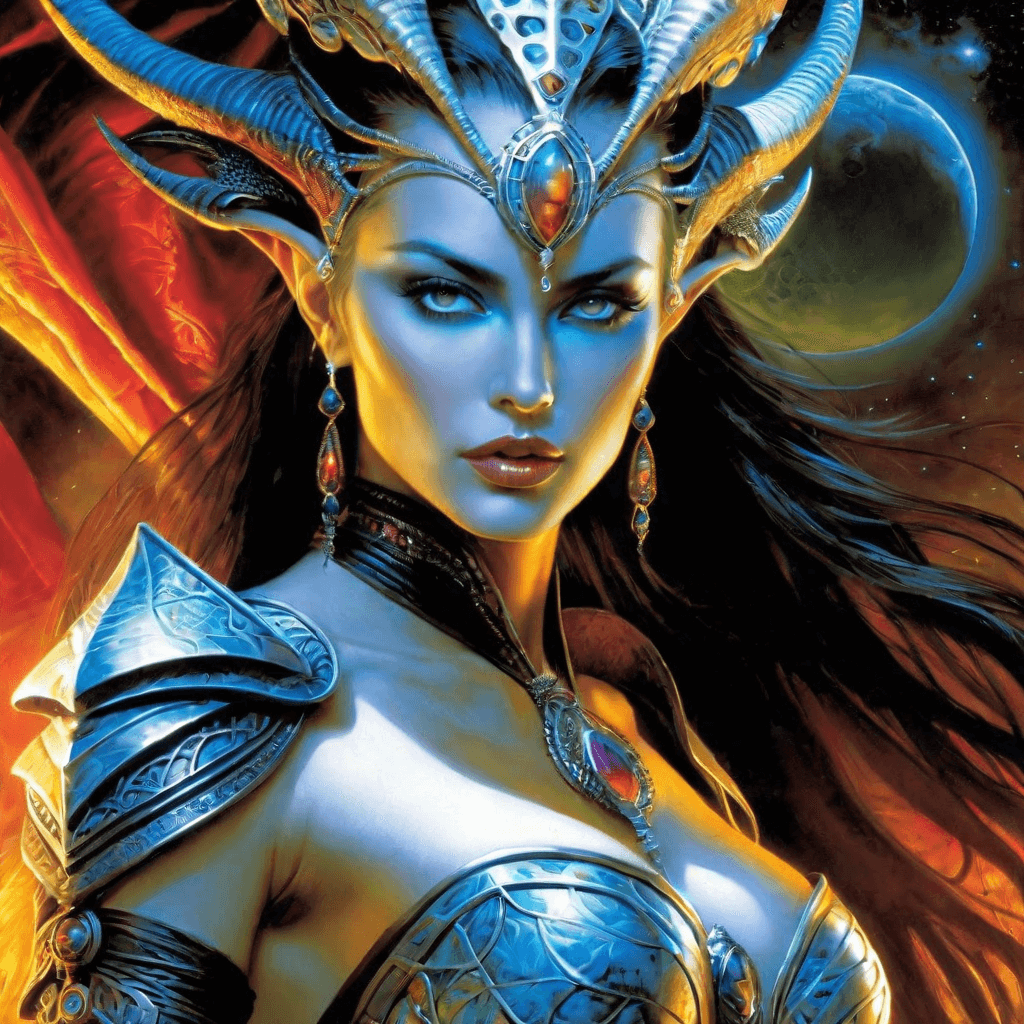 AI generated: A mythical fantasy world poster, female ethereal queen portrait, fantastical attractive beautiful fe...