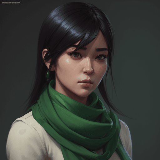 AI generated: a woman with a green scarf around her neck, a character portrait by Sim Sa-jeong, cgsociety, photore...