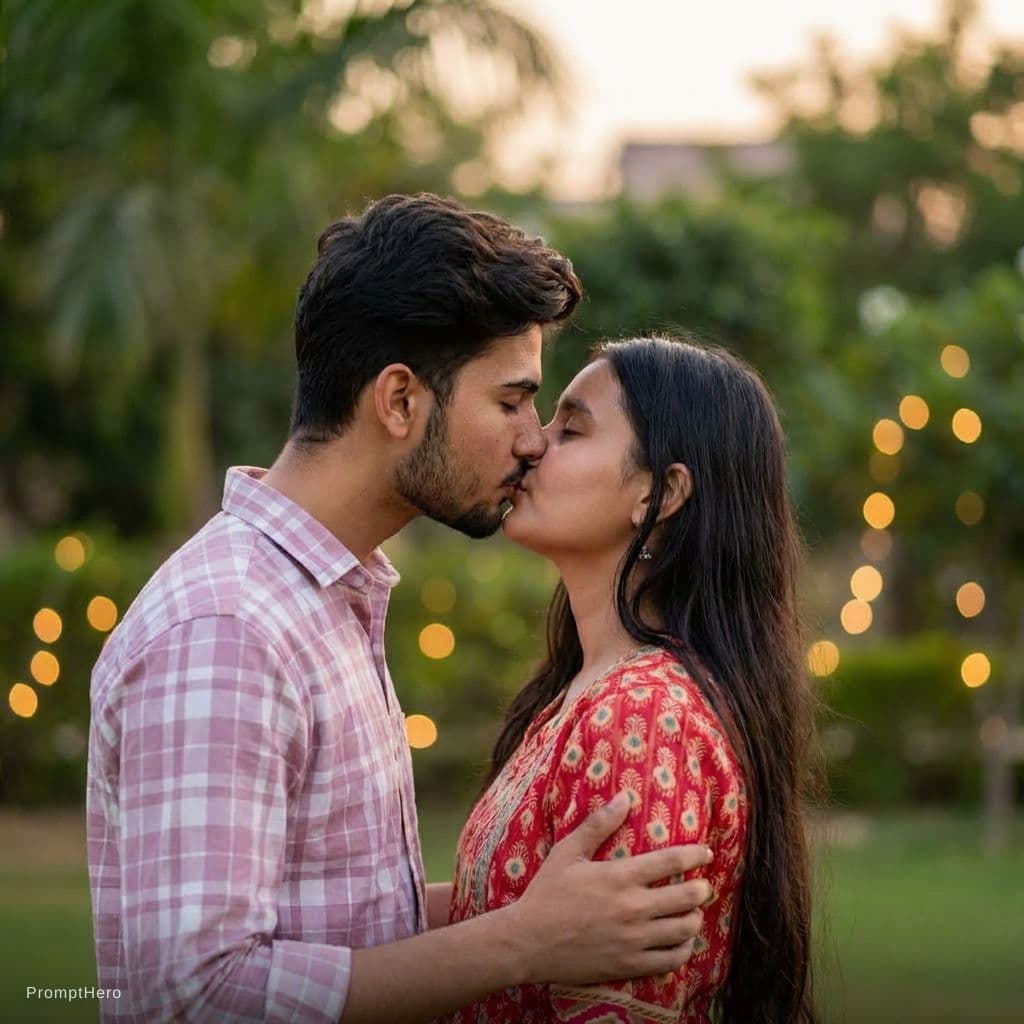 AI generated: Kissing hot of romantic couple 