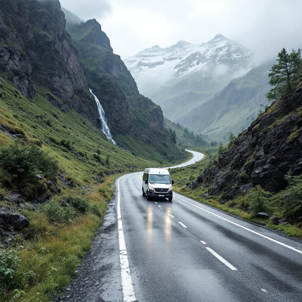 AI generated: a company transportation and just one person neer by van