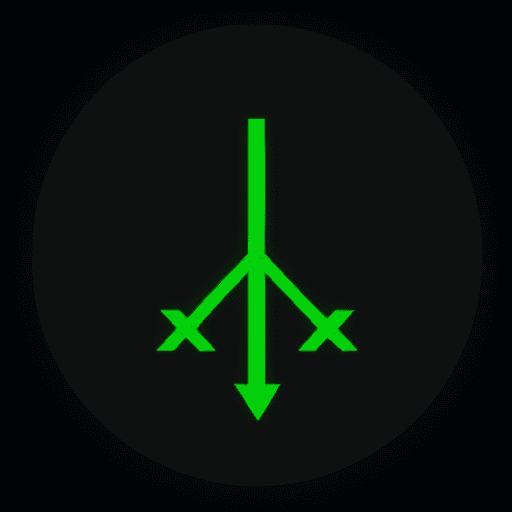 AI generated: A entire and complete pure black background without any light with only a simple small green exit si...