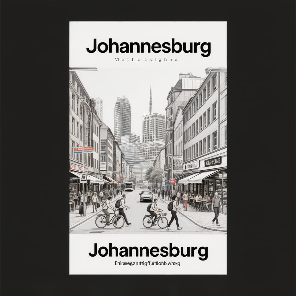 AI generated: in a clean monoline vector illustration style. Show an authentic everyday urban street scene rather ...