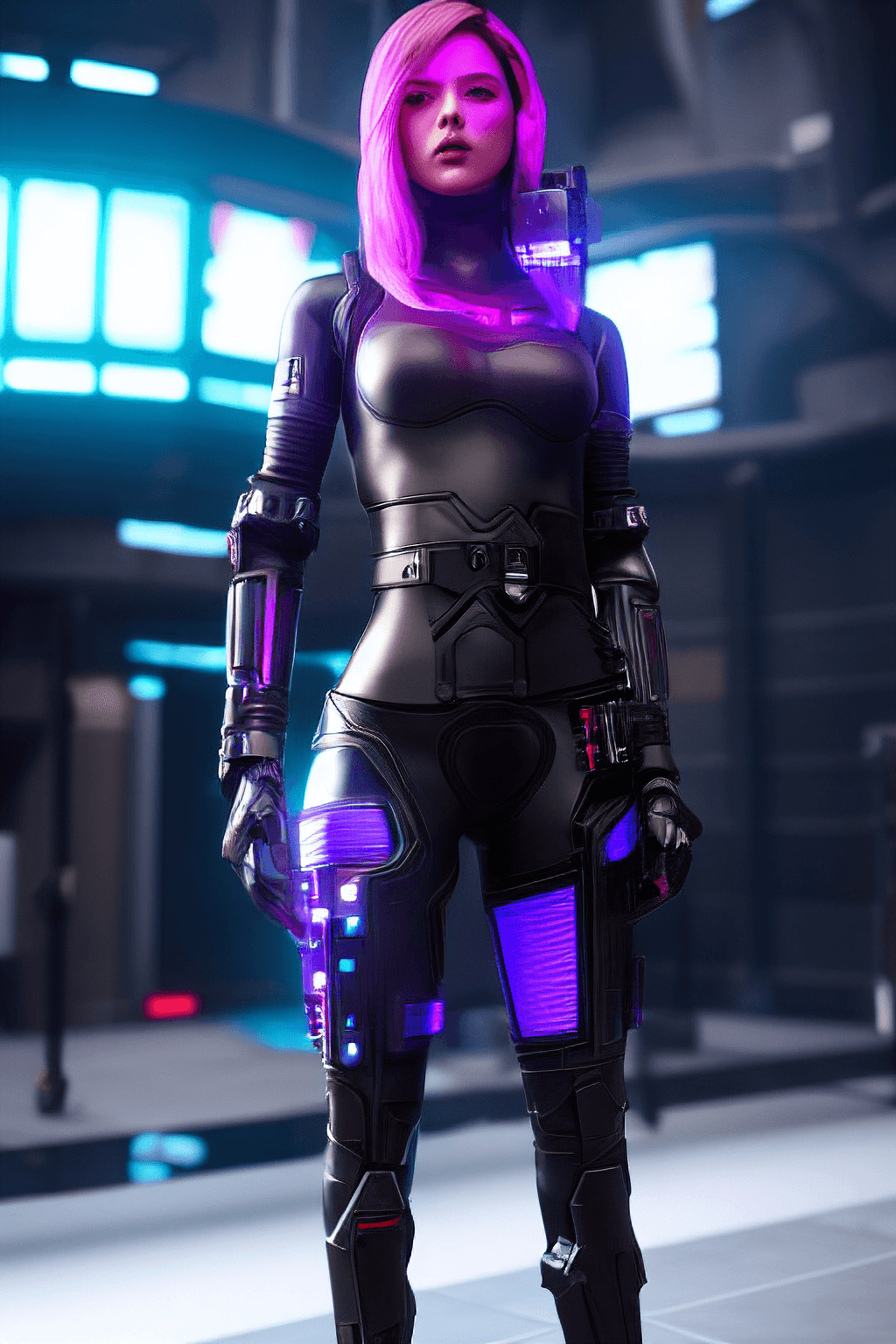 AI generated: render of beautiful cyberpunk girl, hyperrealistic, extremely clean, flat shading, exaggerated propo...